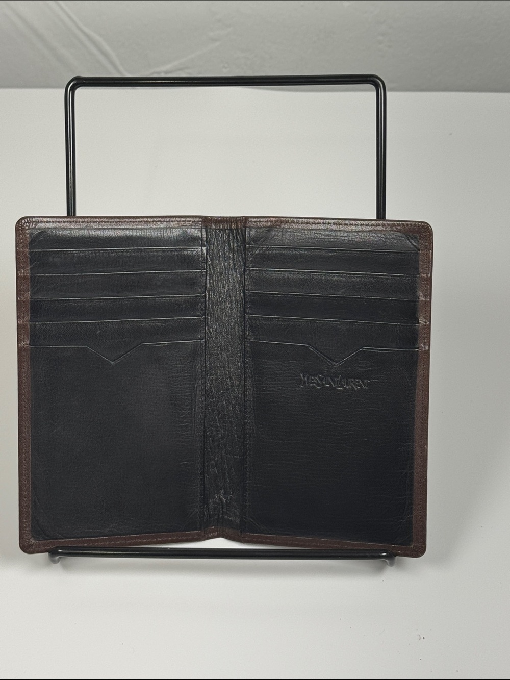 Yves Saint Laurent Brown Leather Bifold Wallet with Debossed YSL Monogram - Picture 3 of 9